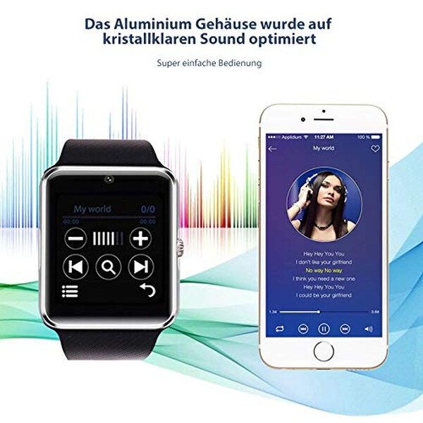 Moderne Smartwatch mit Edelstahlgehäuse Schwarz