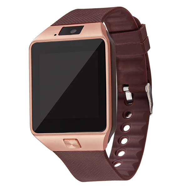 DZ09 Smartwatch mit Kamera Gold mit braunem Armband