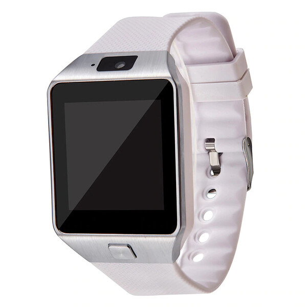 DZ09 Smartwatch mit Kamera Silber mit weißem Armband