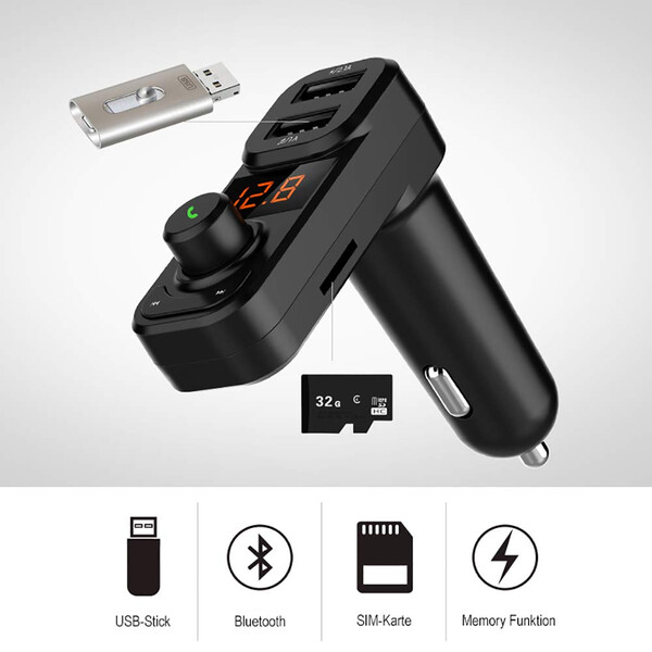 Bluetooth KFZ Transmitter mit 1m Micro USB Kabel mit 32GD Micro SD Karte