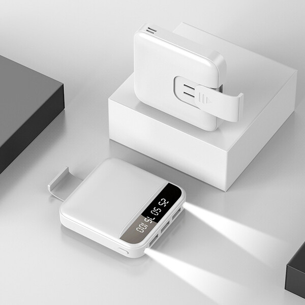 Mini Powerbank mit 20.000mAh Weiß mit 1m Micro USB Kabel