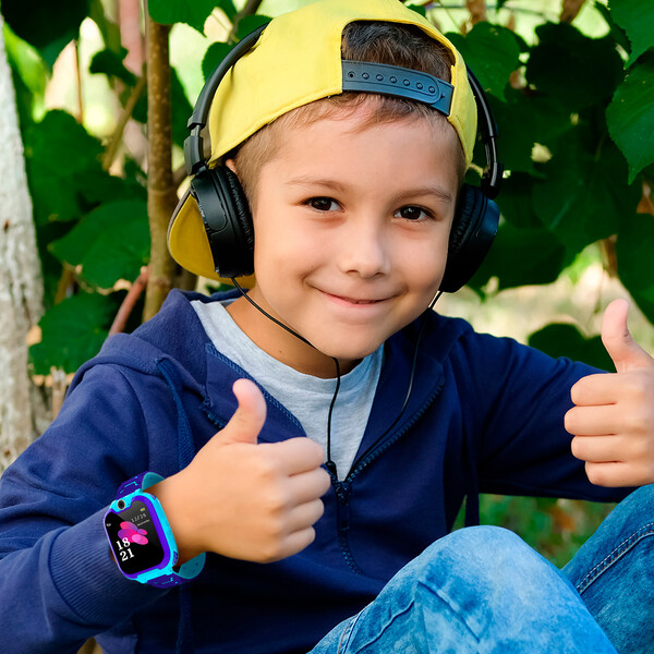 Kinder Smartwatch Telefonuhr Blau mit 32GB Micro SD Karte