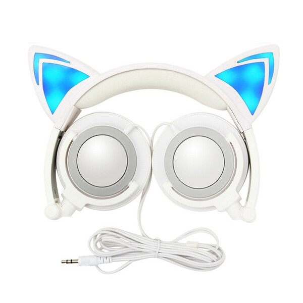 Katzenohren Kopfhörer mit Noise-Cancelling und weicher Polsterung Weiß