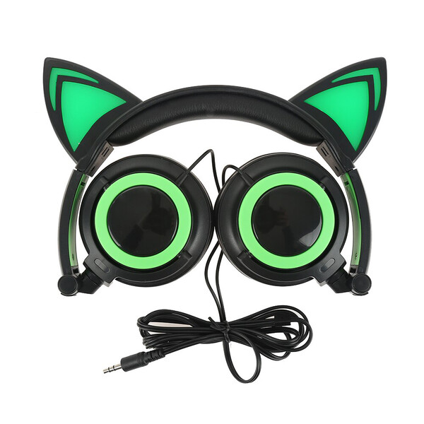 Katzenohren Kopfhörer mit Noise-Cancelling und weicher Polsterung Grün