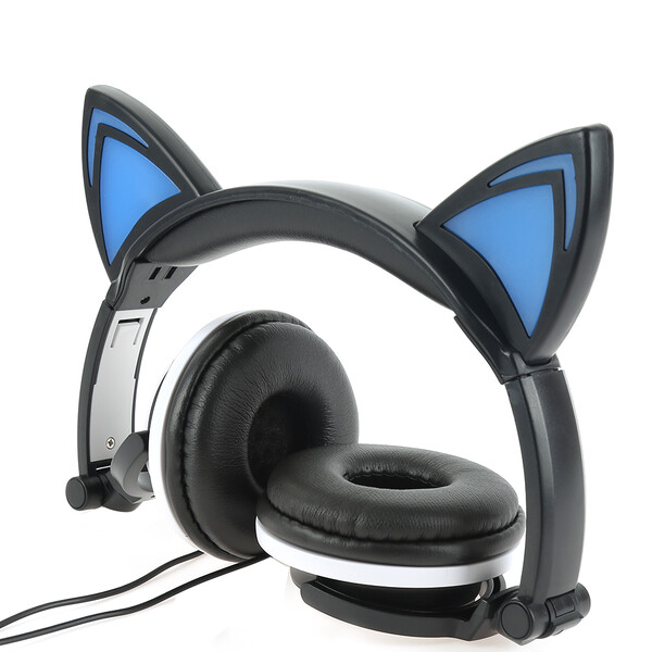 Katzenohren Kopfhörer mit Noise-Cancelling und weicher Polsterung Schwarz/Weiß