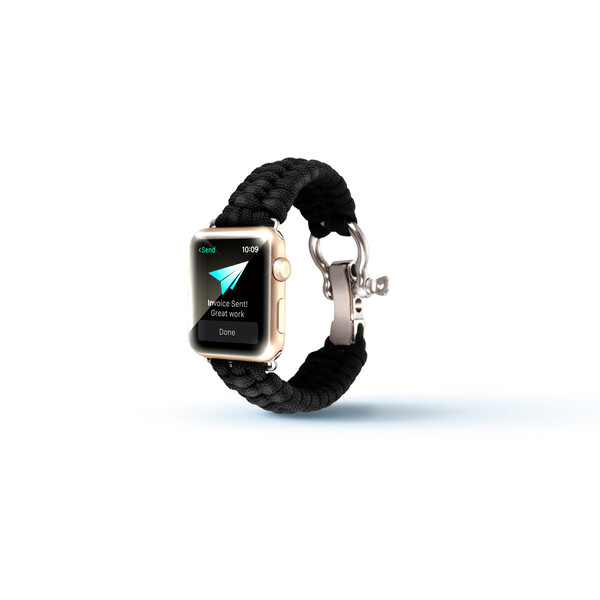 KawKaw Stoffarmband für die Apple Watch Schwarz 42mm