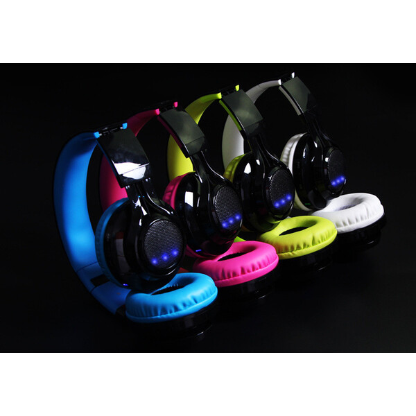 Kopfhörer mit Bluetooth und Ultrabass in Neonfarben Pink