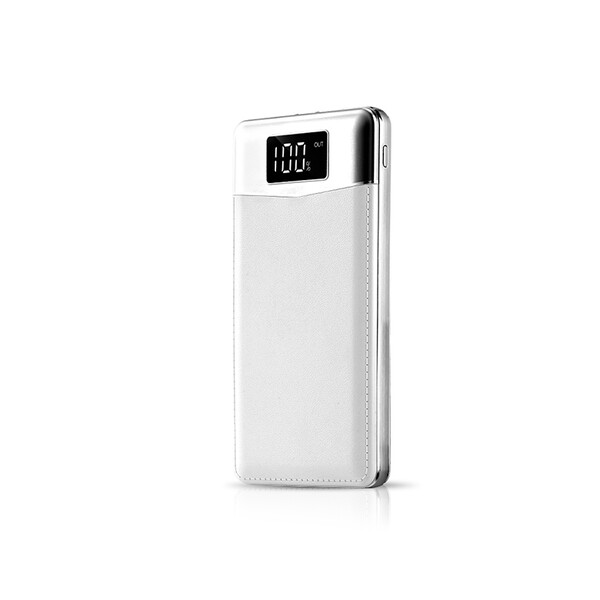 20000 mAh Powerbank mit Lederlook Weiß mit 1m Micro USB Kabel