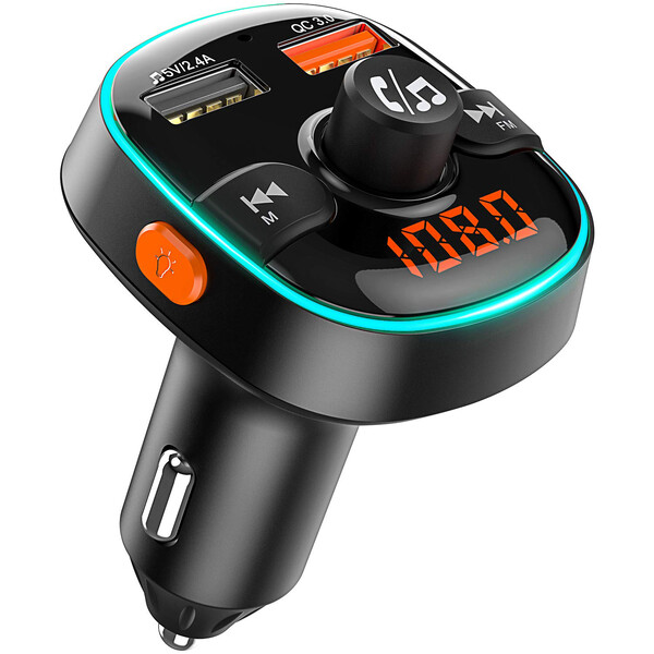 Bluetooth FM Transmitter mit Schnellladefunktion + 1m Lightning Kabel