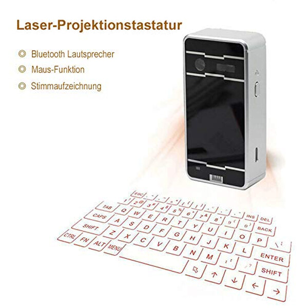 Drahtlose Laser-Tastatur für Smartphones, Tablets und PCs
